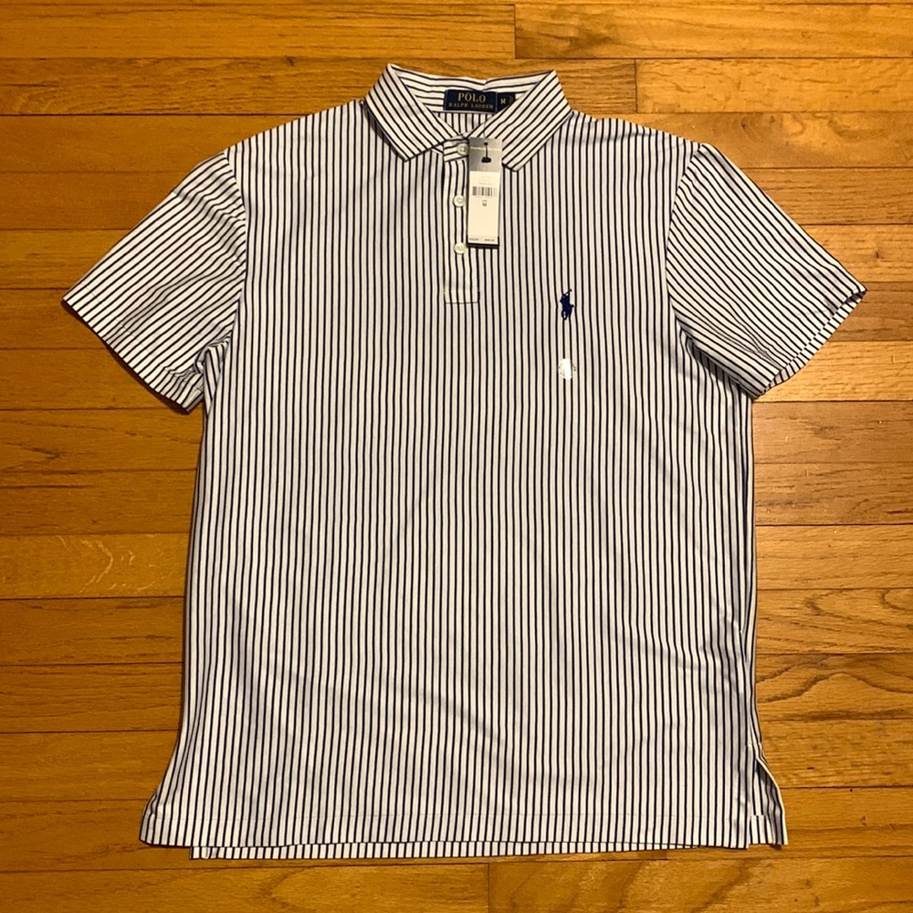 NWT Polo Ralph Lauren Blue & White Striped Polo Shirt
